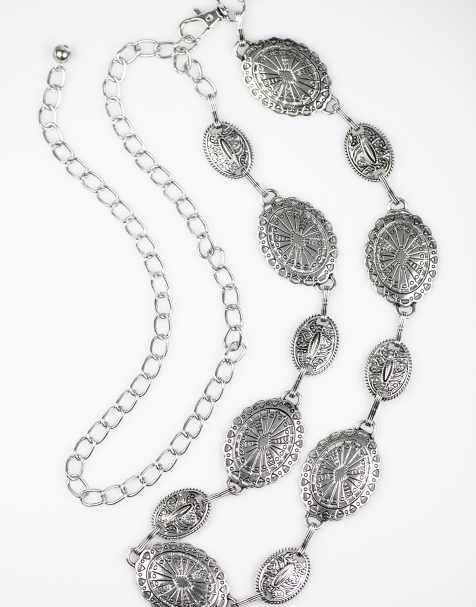 Lovisa Antique silver textured chain belt in silver - view 1