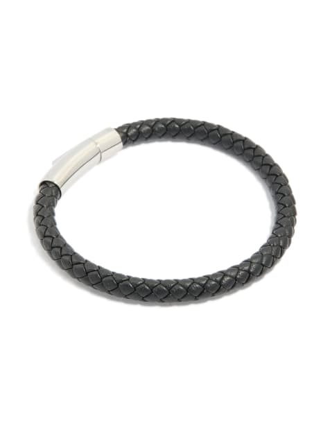 Lovisa - Armband van waterbestendig roestvrij staal met gevlochten koord in zwart - view 1