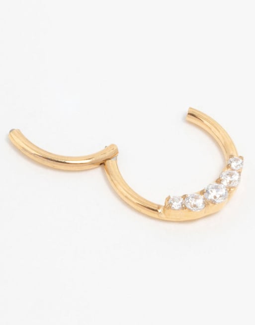 Lovisa - Bague à cliquet en titane plaqué or à strass - Doré, 3 de 3