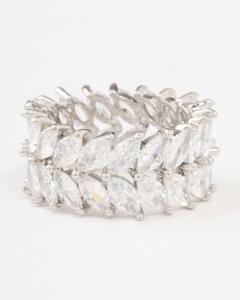 Lovisa - Bague en rhodium avec diamants fantaisie style marquise - Argenté - view 1