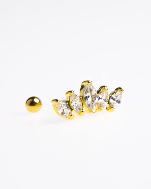 Lovisa - Barbell-oorbel van chirurgisch staal met marquise-steentjes in goud  , 3 van 3