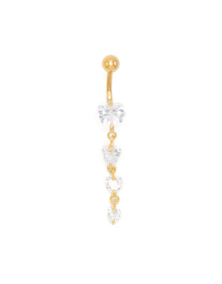 Lovisa - Bauchnabel-Piercing aus vergoldetem Chirurgenstahl in Goldoptik mit Herz-Anhänger und Zirkonia-Besatz-Goldfarbe...