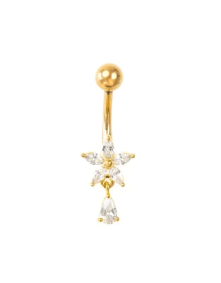 Lovisa - Bauchnabelpiercing aus vergoldetem Chirurgenstahl im Blumendesign mit Zirkonia-Verzierung-Goldfarben