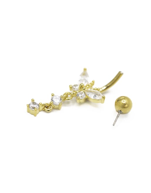 Lovisa – Bauchnabelpiercing aus vergoldetem Titan mit Anhänger im Blütendesign mit Zirkonia, 3 von 3