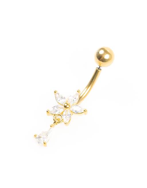 Lovisa – Bauchnabelpiercing aus vergoldetem Titan mit Blütendesign mit Zirkonia , 2 von 3