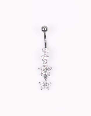 Lovisa - Bauchnabelpiercing in Silberoptik mit Blütendesign