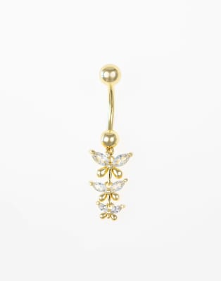 Lovisa - Bauchnabelring aus vergoldetem Chirurgenstahl in Goldoptik mit Dreiecks-Design-Goldfarben