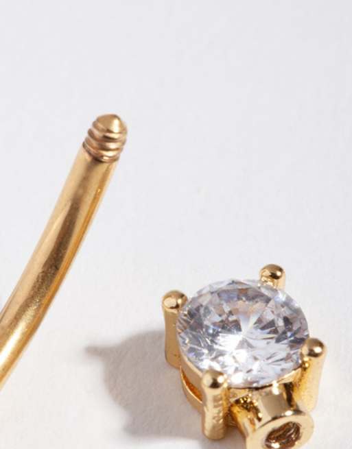 Lovisa - Bijou de ventre carré en titane avec double zircon cubique - Doré, 2 de 3