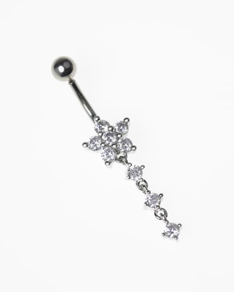Lovisa - Bijou de ventre en acier chirurgical à zircons cubiques avec trois fleurs - Argenté - view 1
