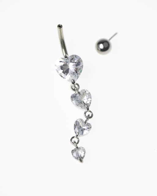 Lovisa - Bijou de ventre en acier chirurgical avec cœurs à zircons cubiques - Argenté , 3 de 3
