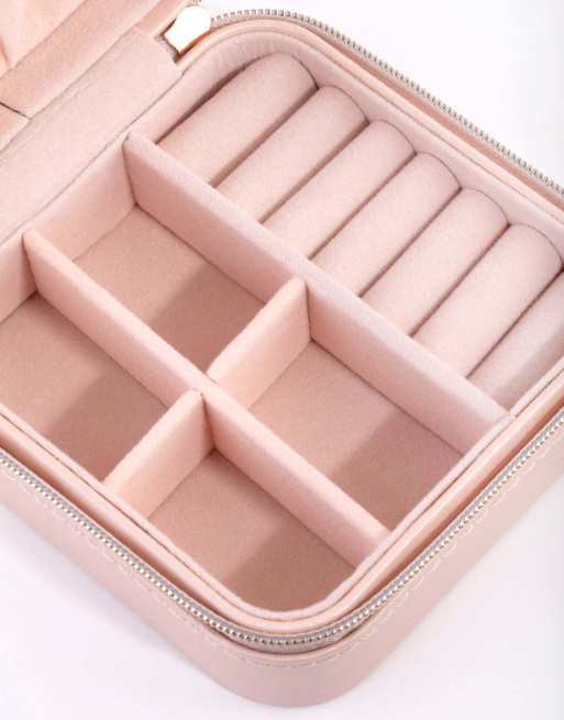 Lovisa Blush faux leather square jewellery box in pink, 3 of 4