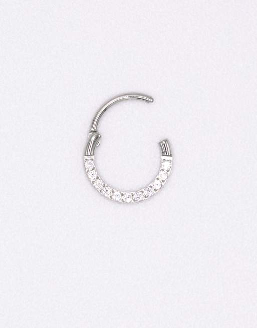 Lovisa - Boucle d'oreille 7 mm à charnière en acier chirurgical ornée de zircons cubiques - Argenté , 3 de 3