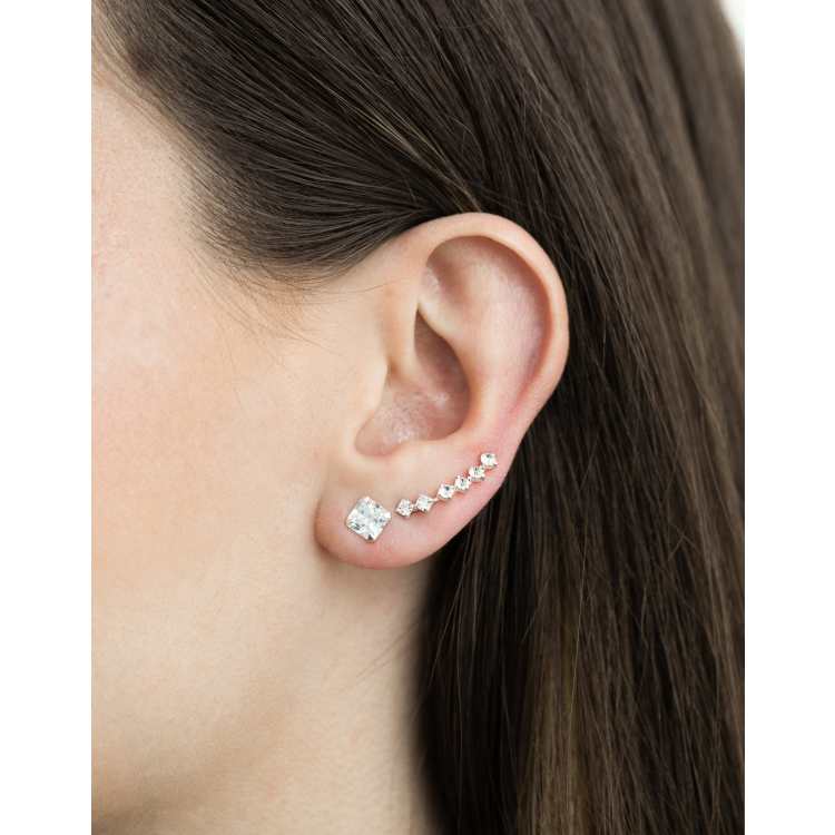 Boucles D'oreilles Pendantes Argenté Avec Strass - Neuf Sans Emballage, Nickel, Dormeuses