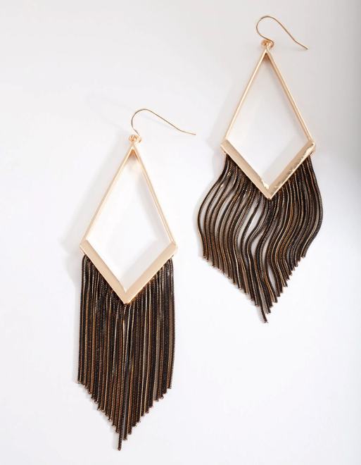 Lovisa - Boucles d'oreilles avec pampilles chaînes noires - Doré