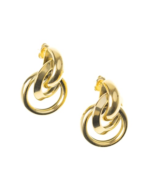 Lovisa - Boucles d'oreilles en acier inoxydable étanche plaqué or avec pendant façon maillon entrelacé - Doré - view 1