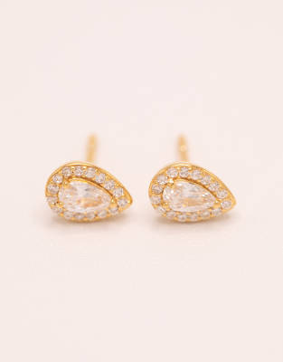 Lovisa - Boucles d'oreilles en argent massif plaqué or avec détail auréolé en zircon cubique - Doré - view 1