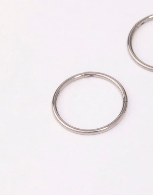 Lovisa - Boucles d'oreilles fines en titane 10 mm à fermoir dormeuse - Argenté, 3 de 4