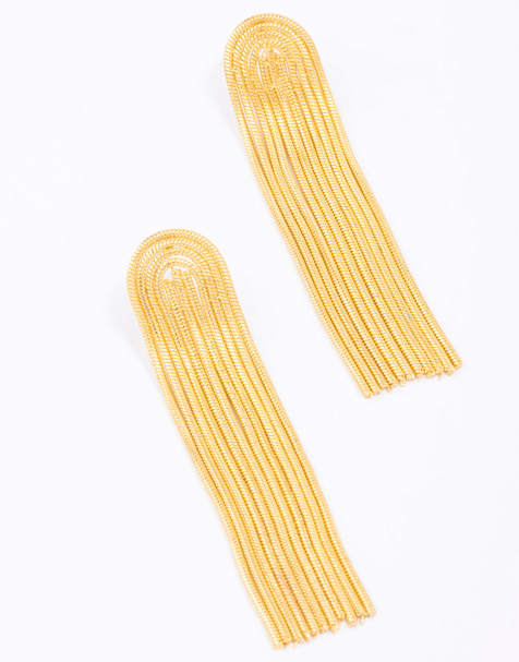 Lovisa - Boucles d'oreilles pendantes à maillons carrés incurvés en acier inoxydable plaqué or résistant à l'eau - Doré - view 1
