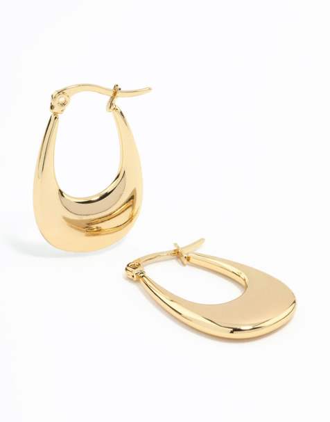 Lovisa - Boucles d'oreilles plates allongées en acier inoxydable plaqué or - Doré - view 1