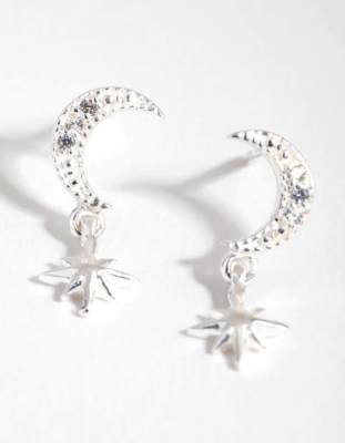Lovisa - Boucles d'oreilles serties de strass en argent massif à pendant céleste - Argenté 