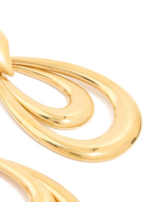 Lovisa - Boucles d'oreilles style heurtoir double en acier inoxydable étanche plaqué or - Doré, 3 de 5
