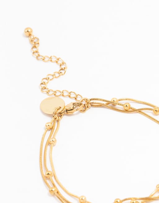 Lovisa - Bracciale a strati in acciaio inossidabile resistente all'acqua placcato oro, 3 di 3