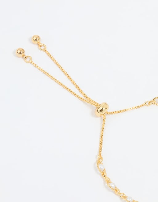 Lovisa - Bracciale attorcigliato con chiusura a t-bar placcato oro con perle, 3 di 5