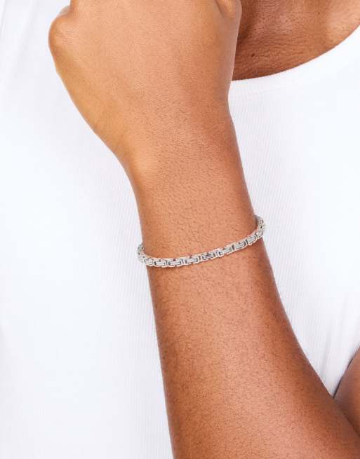Lovisa - Bracciale da uomo a maglie squadrate in acciaio inossidabile resistente all'acqua argentato, 3 di 3