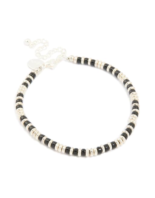 Lovisa - Bracciale da uomo in acciaio inossidabile resistente all'acqua con perline semipreziose multicolore