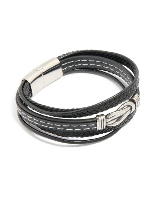 Lovisa - Bracciale da uomo in acciaio inossidabile resistente all'acqua nero con dettagli intrecciati misti, 1 di 3