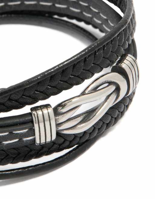 Lovisa - Bracciale da uomo in acciaio inossidabile resistente all'acqua nero con dettagli intrecciati misti, 2 di 3