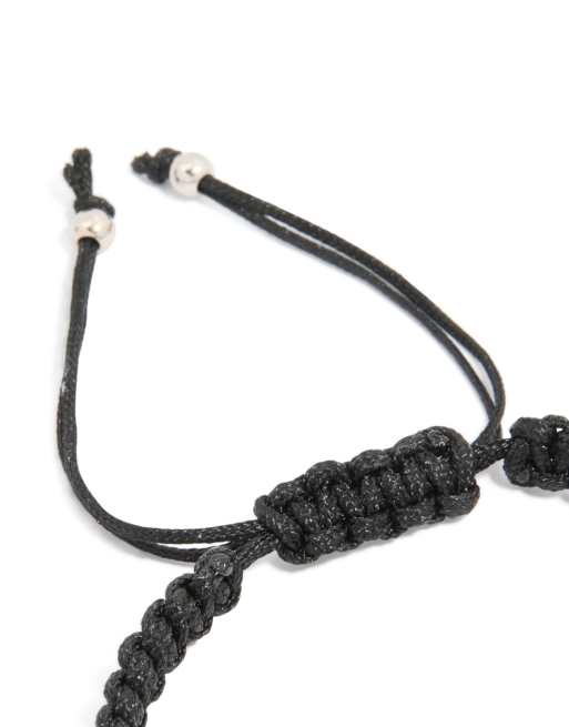 Lovisa - Bracciale da uomo nero con chiusura coulisse e croce in acciaio inossidabile resistente all'acqua, 2 di 3