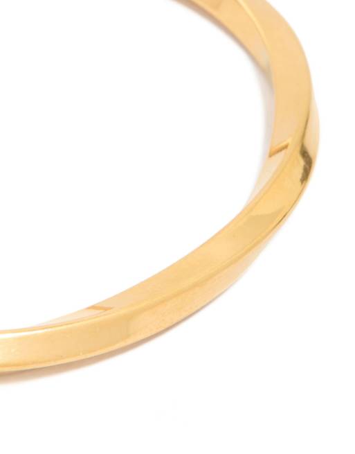 Lovisa - Bracciale rigido da uomo squadrato e intrecciato in acciaio inossidabile resistente all'acqua placcato oro, 2 di 3
