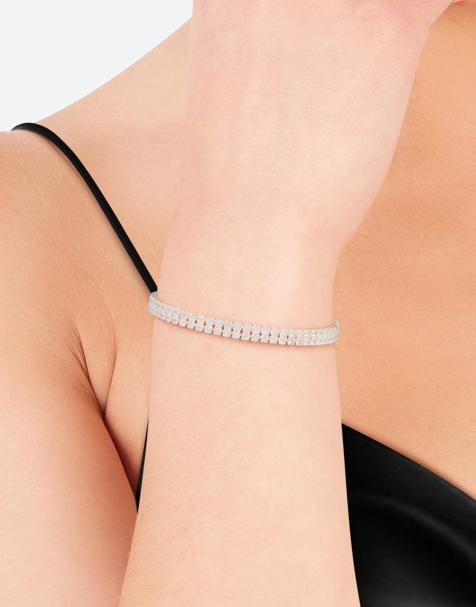 Lovisa - Bracelet chaîne multi-rangs style tennis avec zircons cubiques - Argenté - view 1
