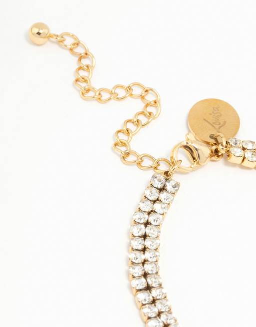 Lovisa - Bracelet en acier inoxydable résistant à l'eau plaqué or style tennis avec strass - Doré, 2 de 3