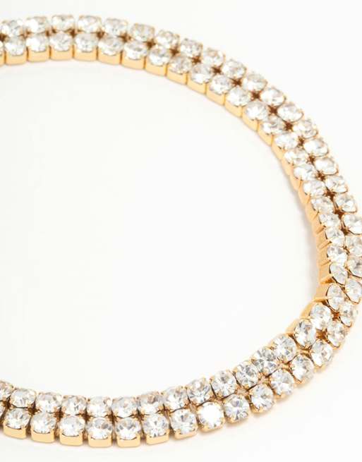 Lovisa - Bracelet en acier inoxydable résistant à l'eau plaqué or style tennis avec strass - Doré, 3 de 3