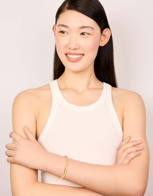 Lovisa - Bracelet jonc en acier inoxydable étanche plaqué or à charnière et chiffres romains - Doré, 4 de 5