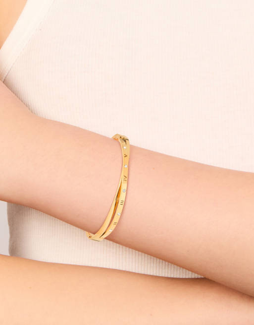 Lovisa - Bracelet jonc en acier inoxydable étanche plaqué or à charnière et chiffres romains - Doré, 5 de 5