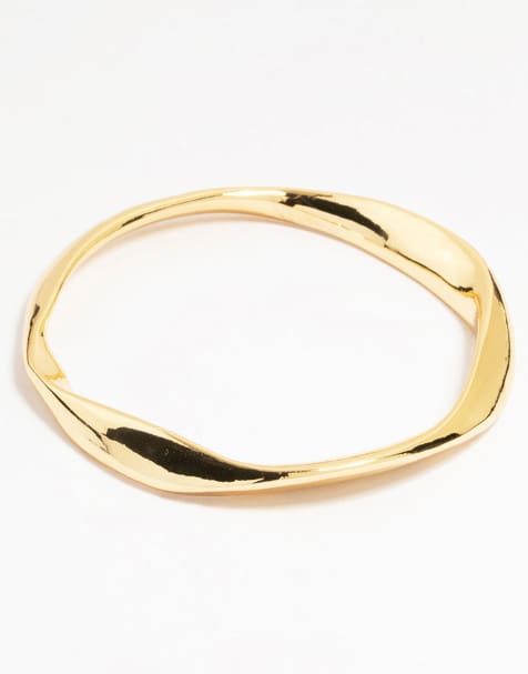 Lovisa - Bracelet jonc ondulé tendance en laiton plaqué or - Doré - view 1