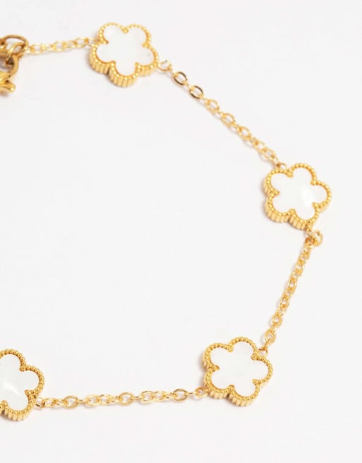 Lovisa bracelet station fleur en acier inoxydable plaqué or couleur or, 2 de 4