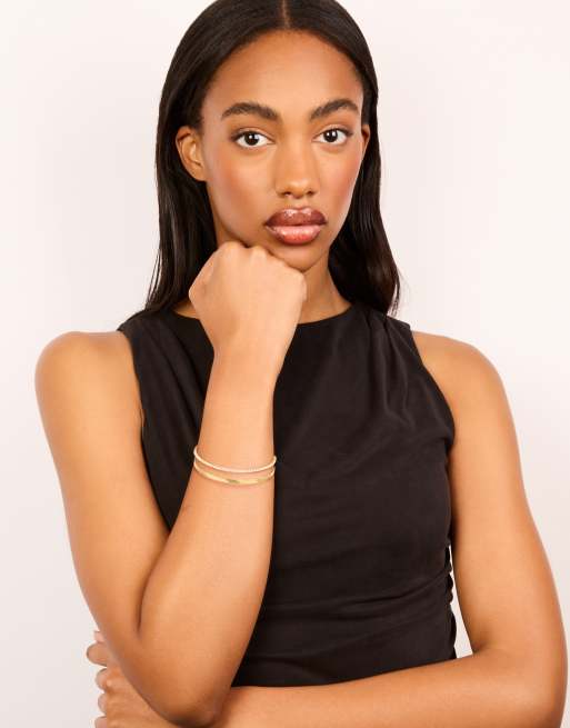 Lovisa - Bracelet superposé en acier inoxydable étanche orné de strass à maillons serpent - Doré, 4 de 4
