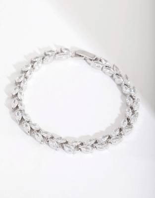 Lovisa - Bracelet tennis façon pétales en rhodium et diamants de synthèse - Argenté