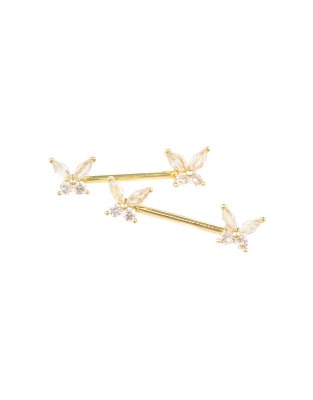 Lovisa - Brustpiercings aus goldplattiertem Chirurgenstahl mit Zirkoniasteinen - 2-er-Set-Goldfarben