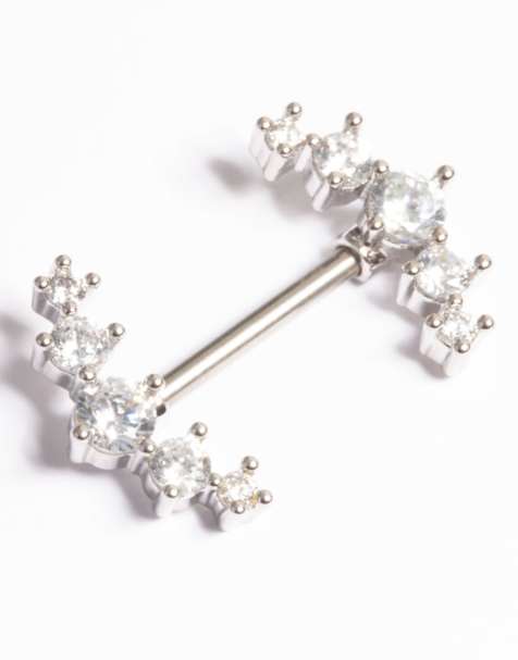 Lovisa – Brustwarzen-Piercing aus Titan mit Strasskristall in Silber - view 1