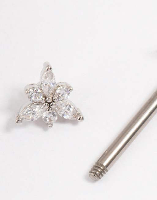 Lovisa – Brustwarzen-Piercing aus Titan mit Zirkonia-Blumen-Design in Silber, 3 von 4