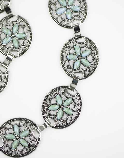 Lovisa - Cintura bohémien argento con fiori decorati, 2 di 3