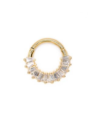 Lovisa - Clicker-Ohrring aus Chirurgenstahl in Goldoptik mit Baguette-Schliff-Goldfarben
