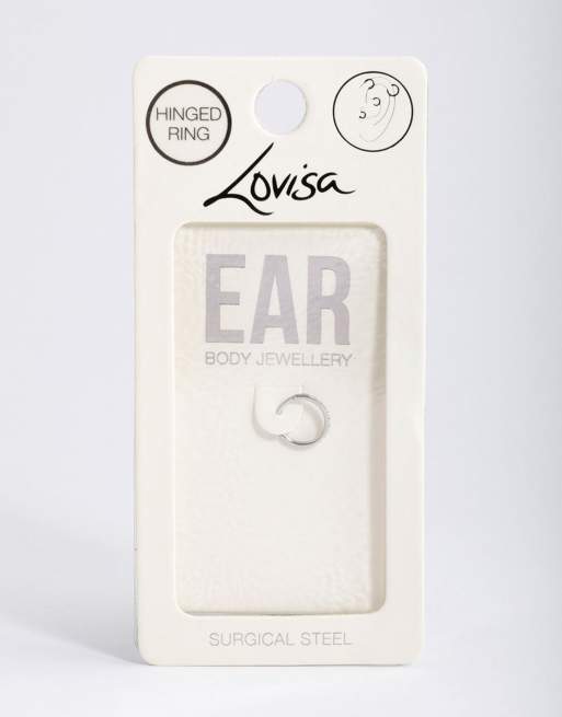 Lovisa – Clicker-Ring aus Chirurgenstahl in Silberoptik mit Strass, 8mm, 4 von 4