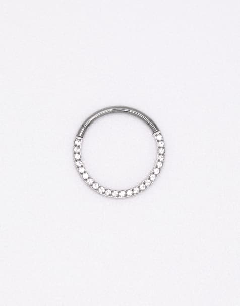 Lovisa – Clicker-Ring aus Titan in Silberoptik mit Zirkonia - view 1