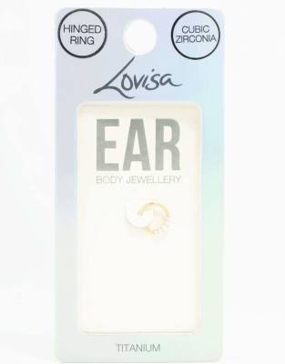 Lovisa - Clicker-Ring aus vergoldetem Titan in Goldoptik mit seitlichen Strasssteinen-Goldfarben